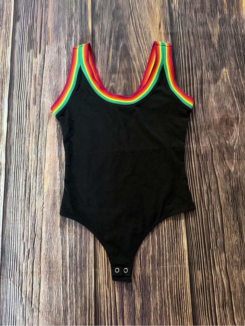 Express Pride Love Unites Rainbow Trim Thong Body Suit